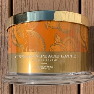 🆕CINNAMON PEACH LATTE HARRY SLATKIN HOMEWORX 4 WICK 18oz CANDLE NWTS!